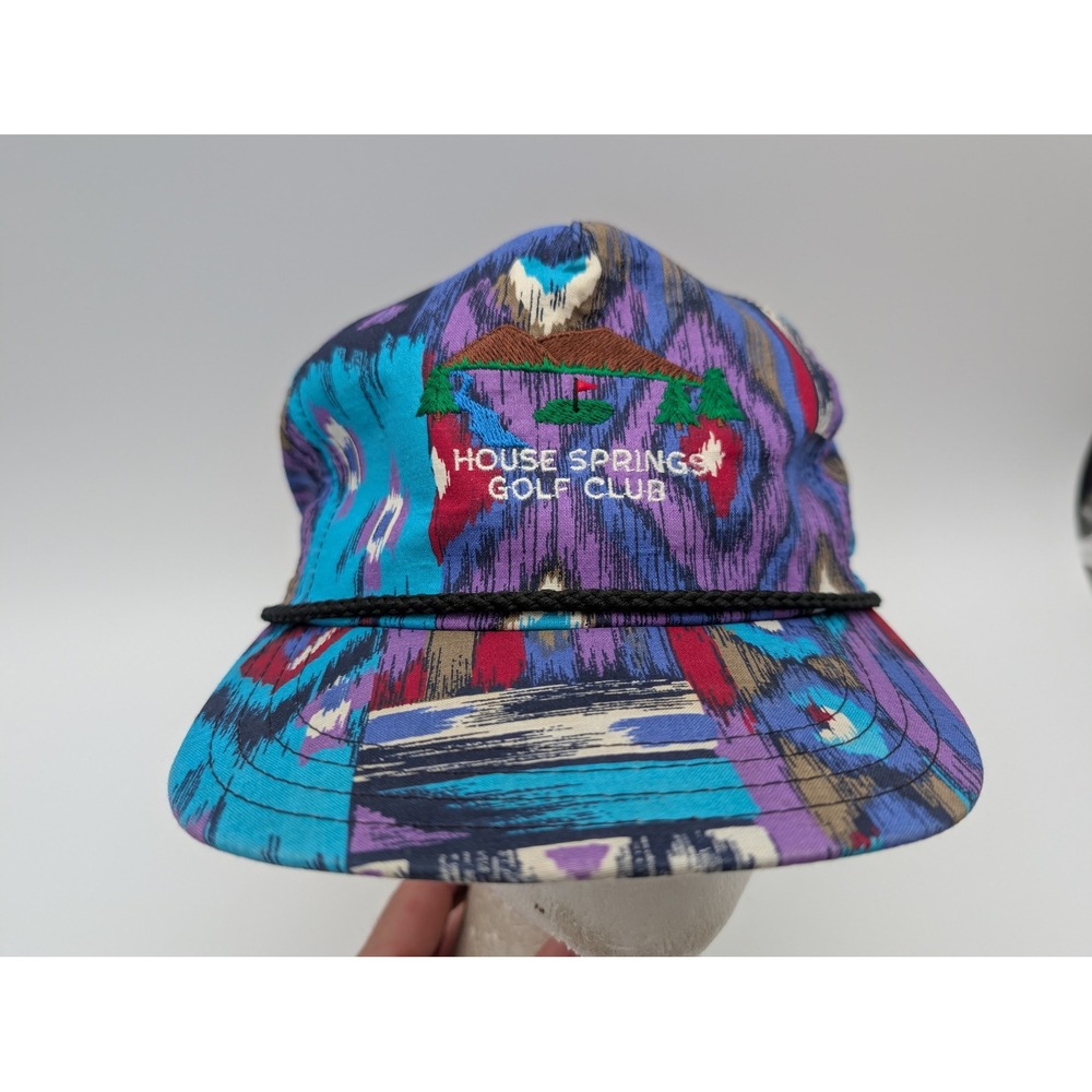House Springs Golf Club Vintage Ikat Pattern Rope Hat Adjustable Multi-Color